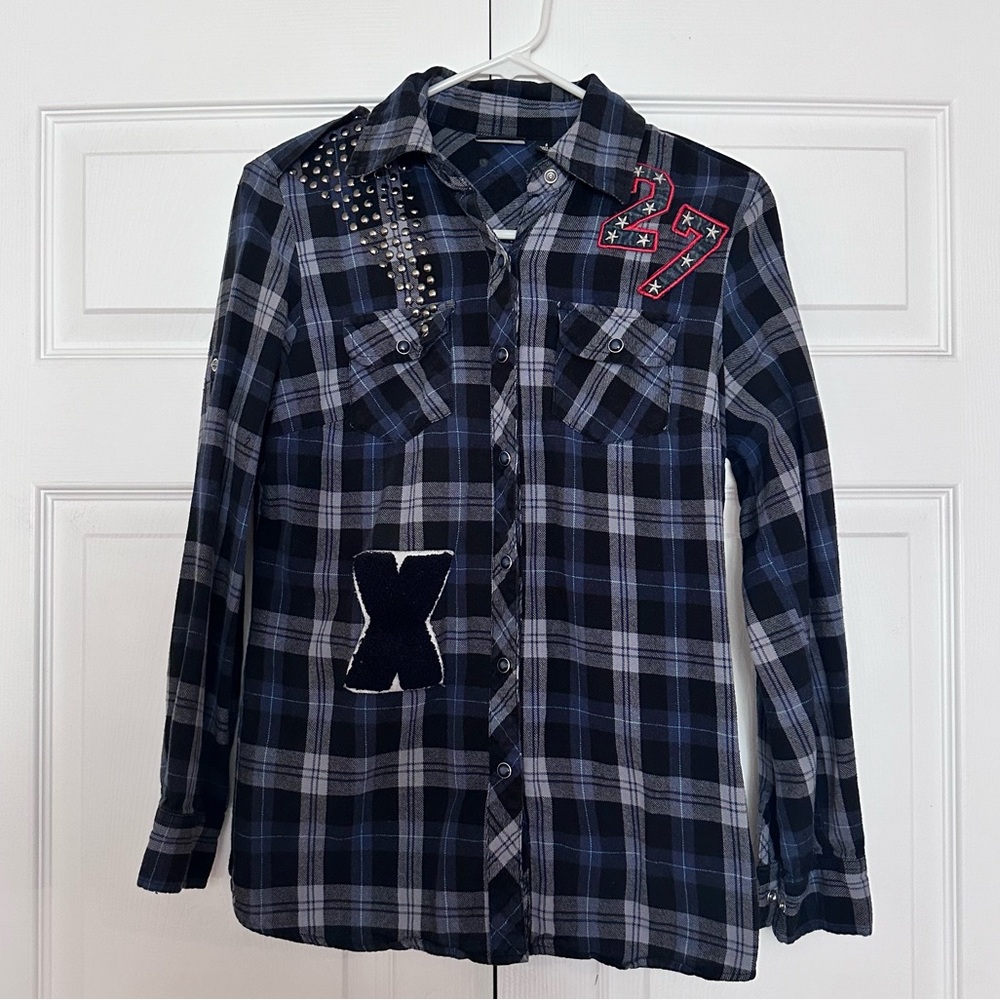 Plaid button-down